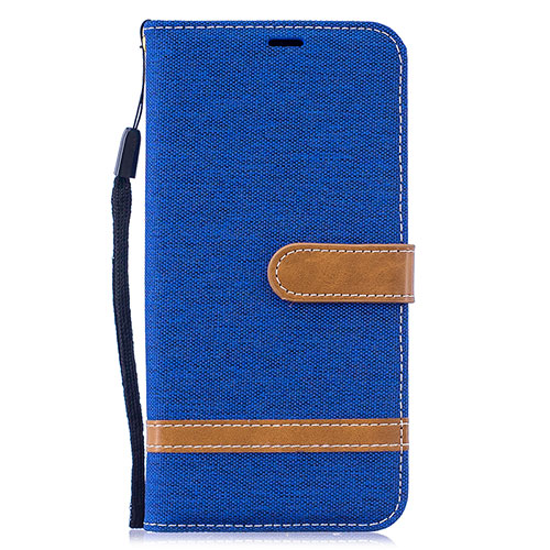 Leather Case Stands Flip Cover Holder B16F for Samsung Galaxy M20 Blue