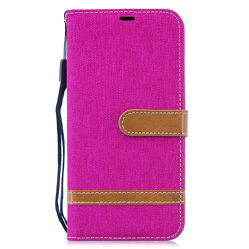 Leather Case Stands Flip Cover Holder B16F for Samsung Galaxy M20 Hot Pink