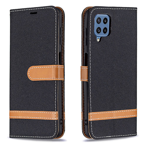 Leather Case Stands Flip Cover Holder B16F for Samsung Galaxy M32 4G Black