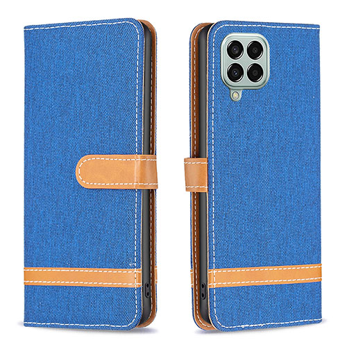 Leather Case Stands Flip Cover Holder B16F for Samsung Galaxy M33 5G Blue