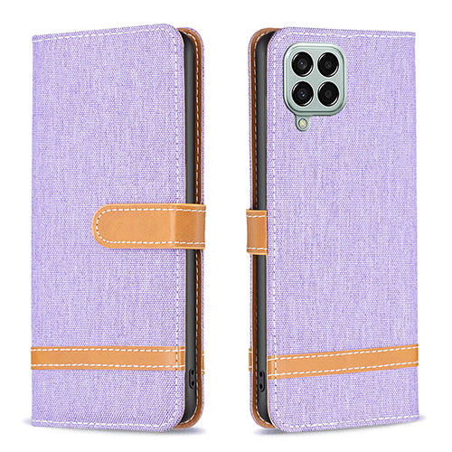 Leather Case Stands Flip Cover Holder B16F for Samsung Galaxy M33 5G Clove Purple