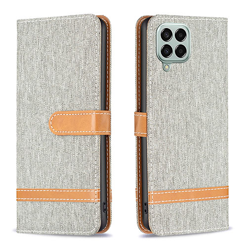 Leather Case Stands Flip Cover Holder B16F for Samsung Galaxy M33 5G Gray