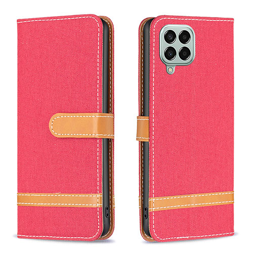 Leather Case Stands Flip Cover Holder B16F for Samsung Galaxy M33 5G Red