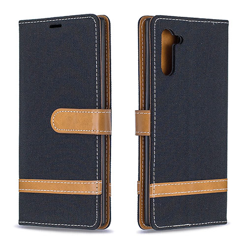 Leather Case Stands Flip Cover Holder B16F for Samsung Galaxy Note 10 5G Black