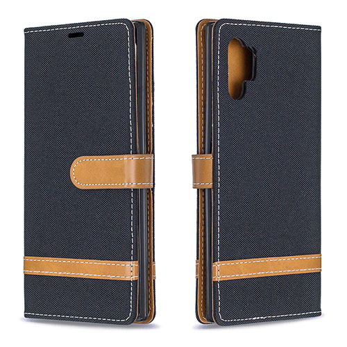 Leather Case Stands Flip Cover Holder B16F for Samsung Galaxy Note 10 Plus 5G Black