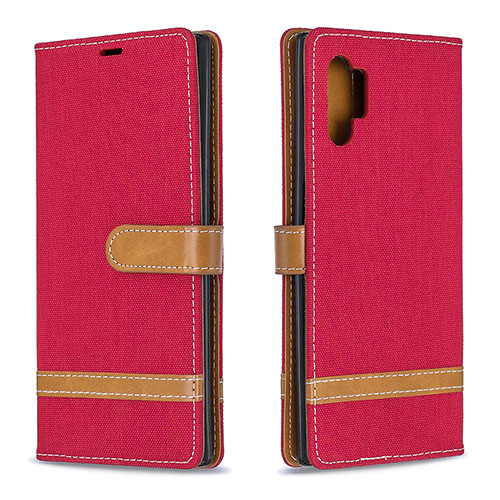 Leather Case Stands Flip Cover Holder B16F for Samsung Galaxy Note 10 Plus 5G Red