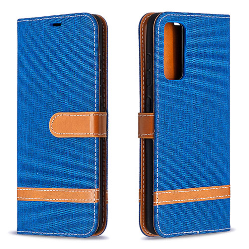 Leather Case Stands Flip Cover Holder B16F for Samsung Galaxy S20 FE (2022) 5G Blue