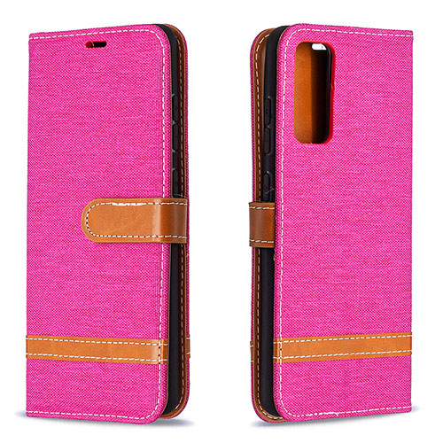 Leather Case Stands Flip Cover Holder B16F for Samsung Galaxy S20 FE 4G Hot Pink