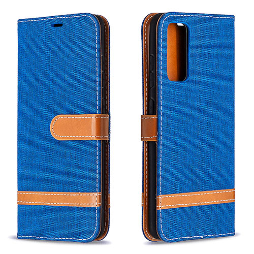 Leather Case Stands Flip Cover Holder B16F for Samsung Galaxy S20 FE 5G Blue