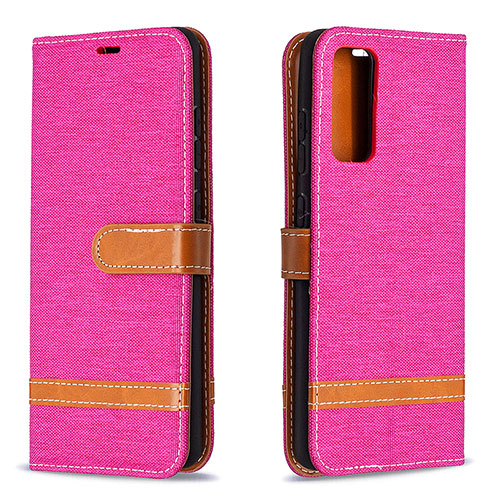 Leather Case Stands Flip Cover Holder B16F for Samsung Galaxy S20 FE 5G Hot Pink