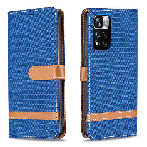 Leather Case Stands Flip Cover Holder B16F for Xiaomi Mi 11i 5G (2022) Blue