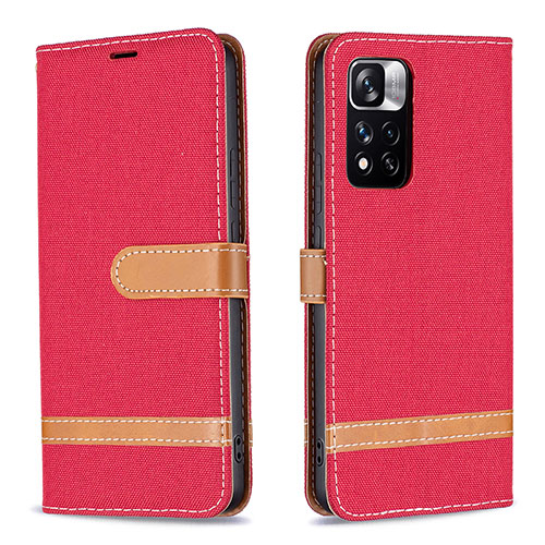 Leather Case Stands Flip Cover Holder B16F for Xiaomi Mi 11i 5G (2022) Red