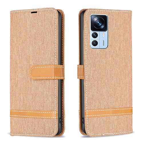 Leather Case Stands Flip Cover Holder B16F for Xiaomi Mi 12T 5G Gold