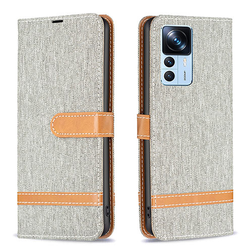 Leather Case Stands Flip Cover Holder B16F for Xiaomi Mi 12T 5G Gray