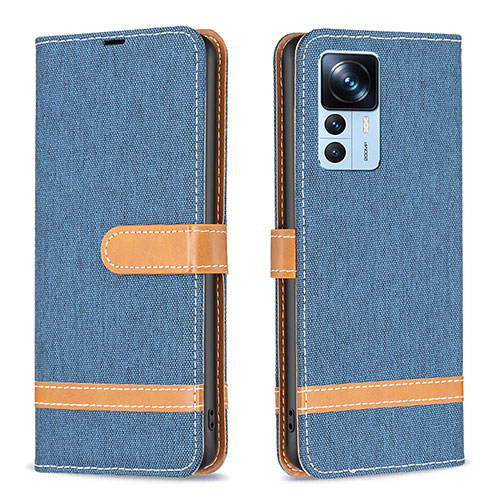 Leather Case Stands Flip Cover Holder B16F for Xiaomi Mi 12T 5G Navy Blue