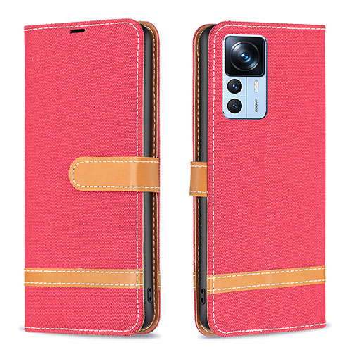 Leather Case Stands Flip Cover Holder B16F for Xiaomi Mi 12T 5G Red