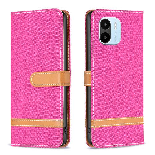 Leather Case Stands Flip Cover Holder B16F for Xiaomi Poco C51 Hot Pink