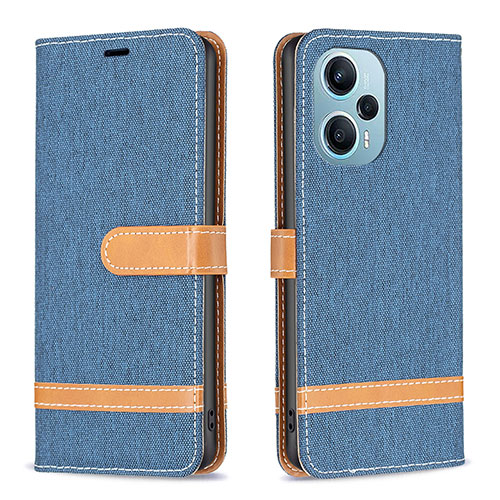 Leather Case Stands Flip Cover Holder B16F for Xiaomi Poco F5 5G Sky Blue