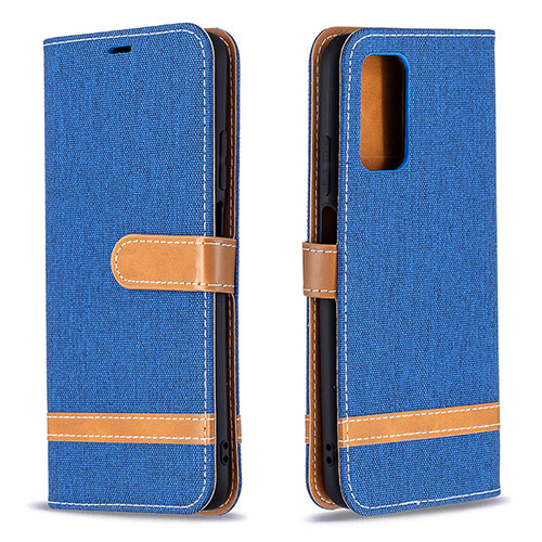 Leather Case Stands Flip Cover Holder B16F for Xiaomi Poco M3 Blue