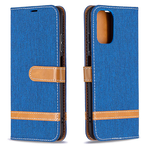 Leather Case Stands Flip Cover Holder B16F for Xiaomi Poco M5S Blue