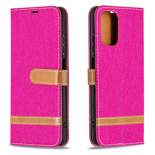 Leather Case Stands Flip Cover Holder B16F for Xiaomi Poco M5S Hot Pink