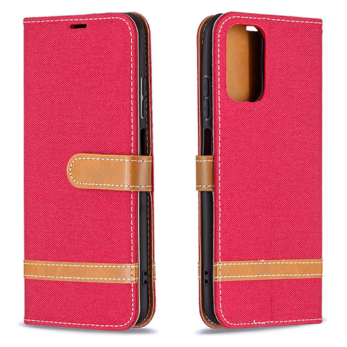 Leather Case Stands Flip Cover Holder B16F for Xiaomi Poco M5S Red