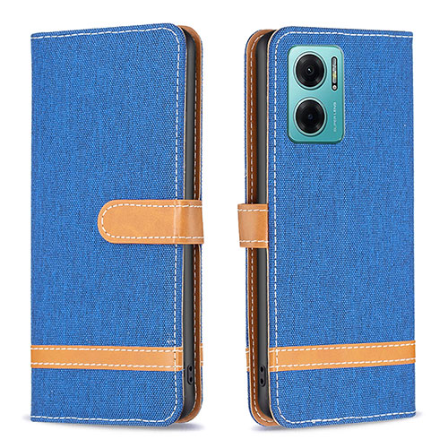 Leather Case Stands Flip Cover Holder B16F for Xiaomi Redmi 10 5G Blue