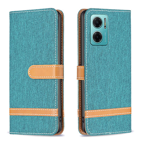 Leather Case Stands Flip Cover Holder B16F for Xiaomi Redmi 10 5G Green