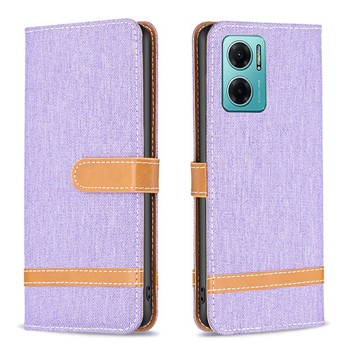 Leather Case Stands Flip Cover Holder B16F for Xiaomi Redmi 10 Prime Plus 5G Clove Purple