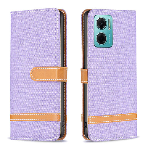 Leather Case Stands Flip Cover Holder B16F for Xiaomi Redmi 11 Prime 5G Clove Purple