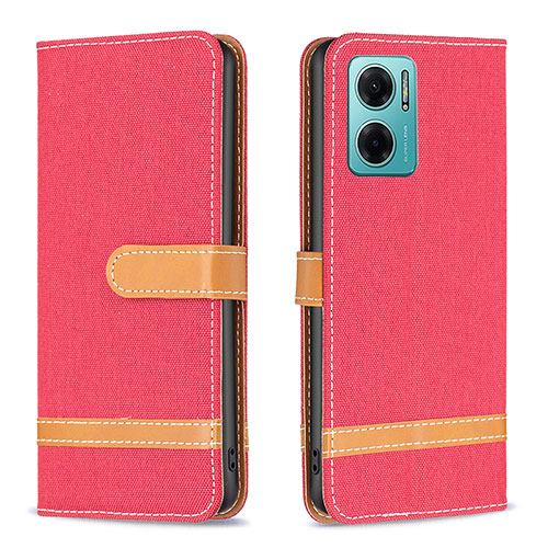 Leather Case Stands Flip Cover Holder B16F for Xiaomi Redmi 11 Prime 5G Red