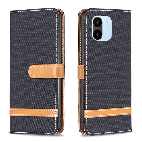 Leather Case Stands Flip Cover Holder B16F for Xiaomi Redmi A2 Black