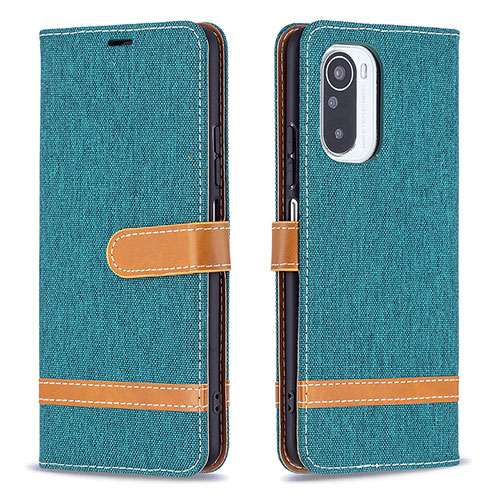 Leather Case Stands Flip Cover Holder B16F for Xiaomi Redmi K40 Pro 5G Green