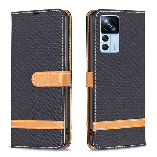 Leather Case Stands Flip Cover Holder B16F for Xiaomi Redmi K50 Ultra 5G Black