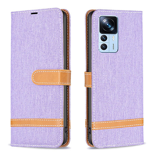 Leather Case Stands Flip Cover Holder B16F for Xiaomi Redmi K50 Ultra 5G Clove Purple