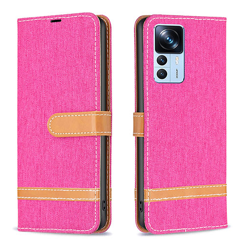 Leather Case Stands Flip Cover Holder B16F for Xiaomi Redmi K50 Ultra 5G Hot Pink