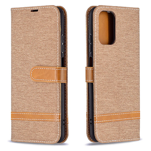 Leather Case Stands Flip Cover Holder B16F for Xiaomi Redmi Note 10 4G Gold