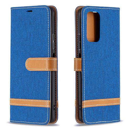 Leather Case Stands Flip Cover Holder B16F for Xiaomi Redmi Note 10 Pro 4G Blue