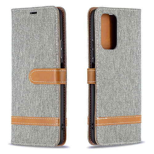 Leather Case Stands Flip Cover Holder B16F for Xiaomi Redmi Note 10 Pro Max Gray