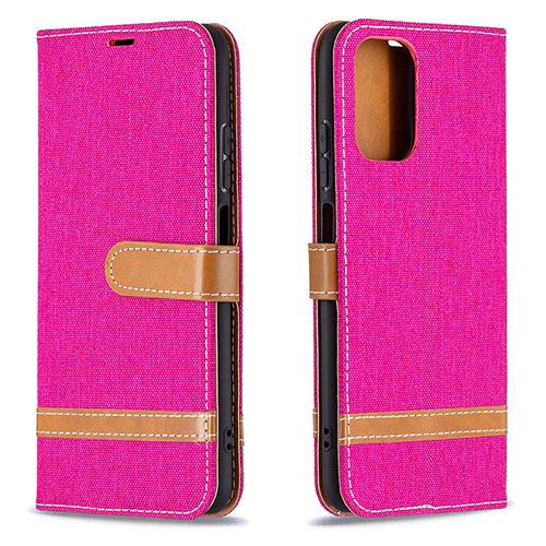 Leather Case Stands Flip Cover Holder B16F for Xiaomi Redmi Note 10S 4G Hot Pink