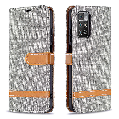 Leather Case Stands Flip Cover Holder B16F for Xiaomi Redmi Note 11 4G (2021) Gray