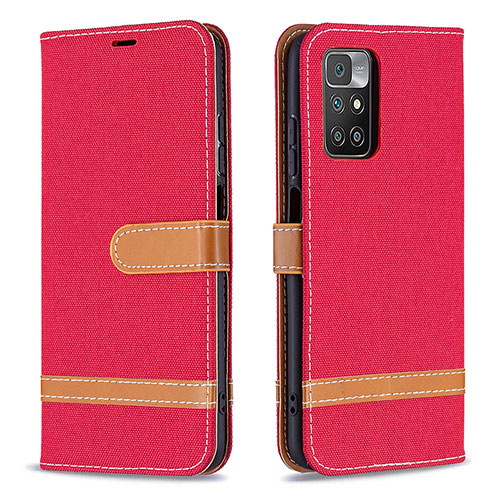 Leather Case Stands Flip Cover Holder B16F for Xiaomi Redmi Note 11 4G (2021) Red