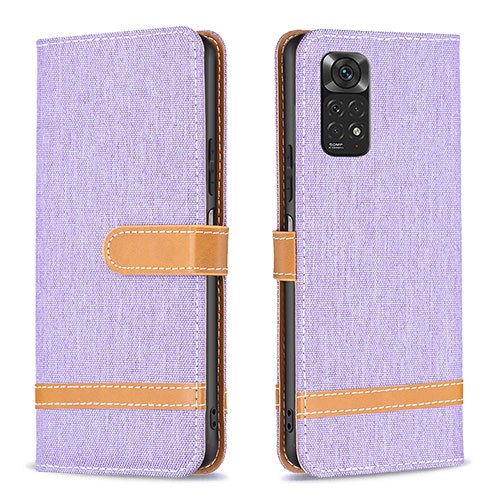 Leather Case Stands Flip Cover Holder B16F for Xiaomi Redmi Note 11 4G (2022) Clove Purple