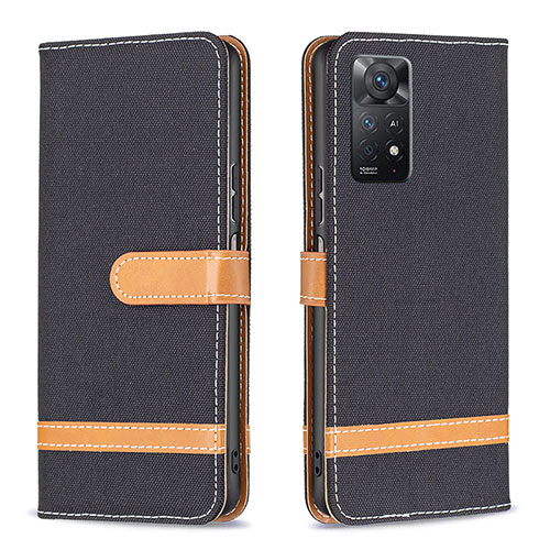 Leather Case Stands Flip Cover Holder B16F for Xiaomi Redmi Note 11 Pro 4G Black