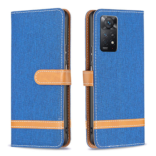 Leather Case Stands Flip Cover Holder B16F for Xiaomi Redmi Note 11 Pro 4G Blue