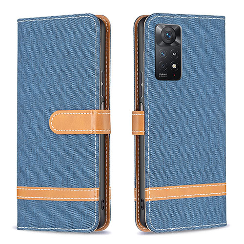 Leather Case Stands Flip Cover Holder B16F for Xiaomi Redmi Note 11 Pro 4G Navy Blue