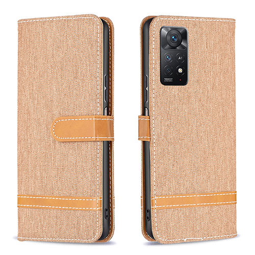 Leather Case Stands Flip Cover Holder B16F for Xiaomi Redmi Note 11 Pro 5G Gold