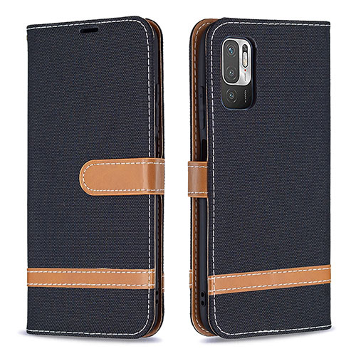 Leather Case Stands Flip Cover Holder B16F for Xiaomi Redmi Note 11 SE 5G Black