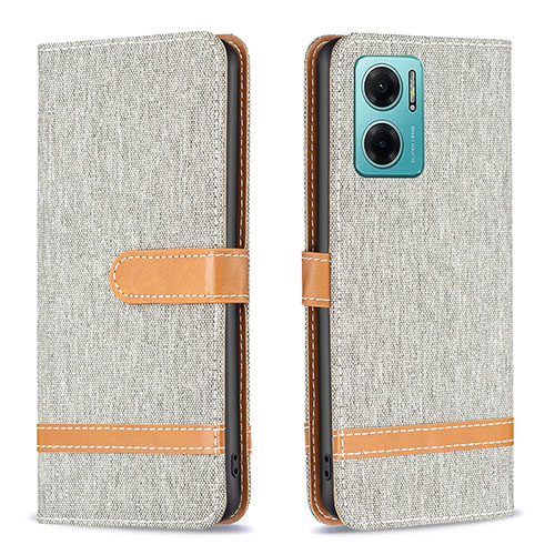 Leather Case Stands Flip Cover Holder B16F for Xiaomi Redmi Note 11E 5G Gray