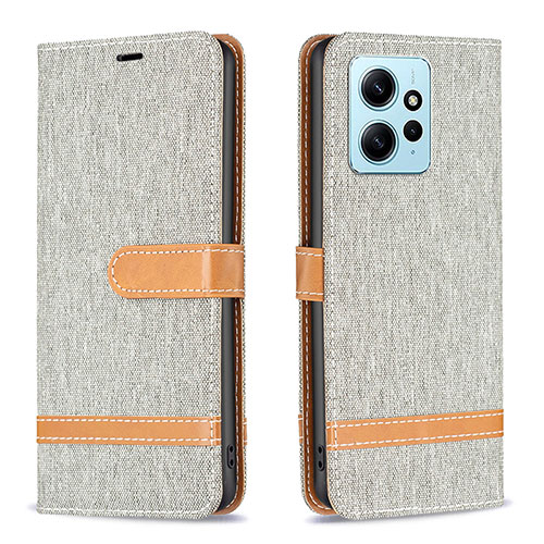 Leather Case Stands Flip Cover Holder B16F for Xiaomi Redmi Note 12 4G Gray